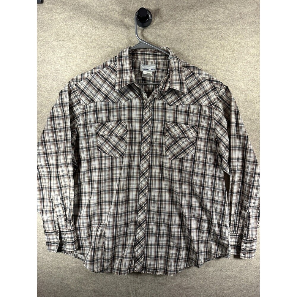 Wrangler Men's Plaid Pearl Snap Western Shirt Long Sleeve Cowboy Ranch
